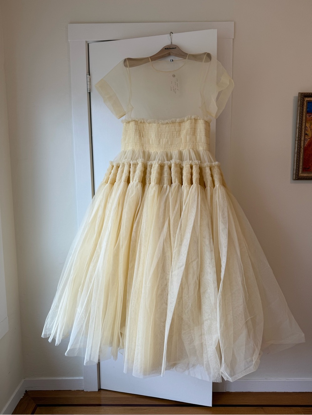 MOLLY GODDARD Cream Layered Tulle Runway Gown
